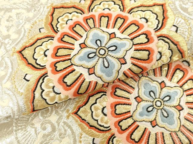 平和屋本店▼六通柄袋帯 唐織 正倉院花文 本金二丁箔 九百錦 正絹 逸品 DABK2190op