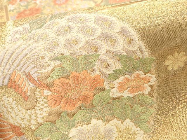 平和屋本店▼西陣 六通柄袋帯 唐織 流水鏡裏文 純金箔二重織 上代25万 証紙付き 正絹 逸品 DABK2197op