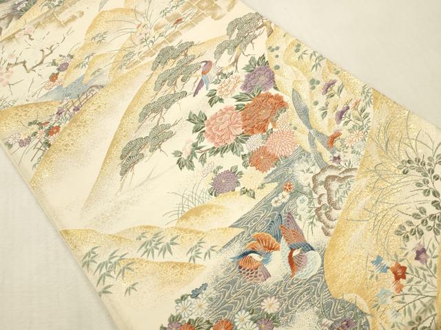 平和屋本店▼六通柄袋帯 唐織 慶祥秀宝文 純金箔 正絹 逸品 DABK2199op