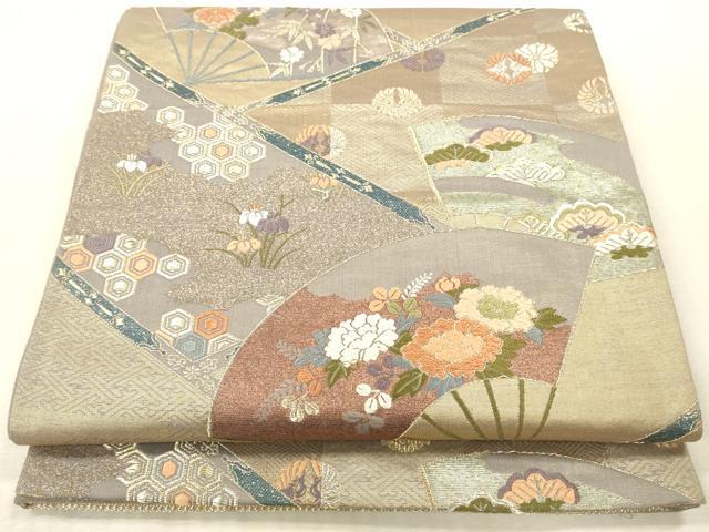 平和屋本店▼西陣 六通柄袋帯 唐織 天井絵古典 寿選 本金 正絹 逸品 DABK2208op