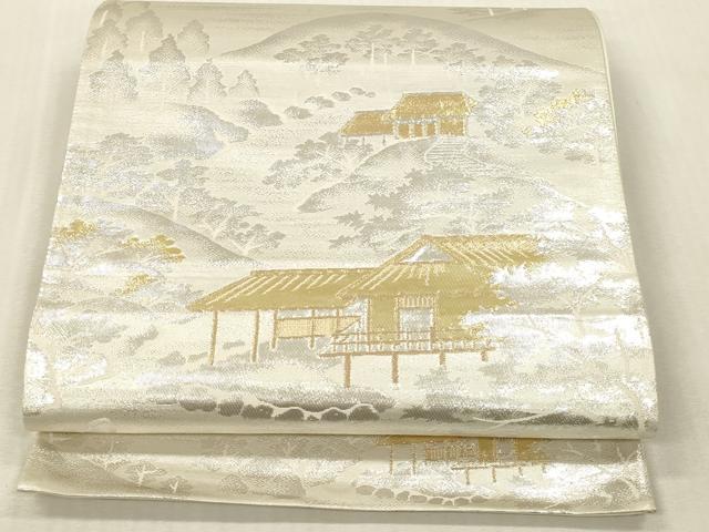 平和屋本店▼六通柄袋帯 みやこの四季 貳拾四金 正絹 逸品 DABK2213op