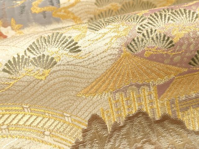 平和屋本店▼六通柄袋帯 唐織 吉祥山水文 九百本金弐重織 正絹 逸品 DABK2219op