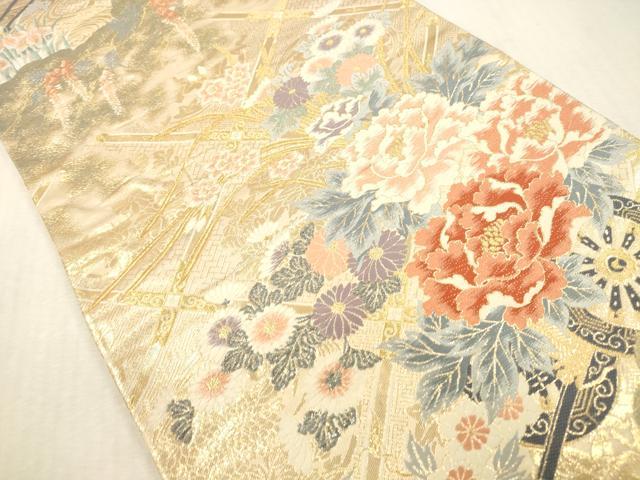 平和屋本店▼六通柄袋帯 唐織 花車文 九百錦 純金二重箔 正絹 逸品 DABK2234op
