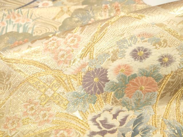 平和屋本店▼六通柄袋帯 唐織 花車文 九百錦 純金二重箔 正絹 逸品 DABK2234op