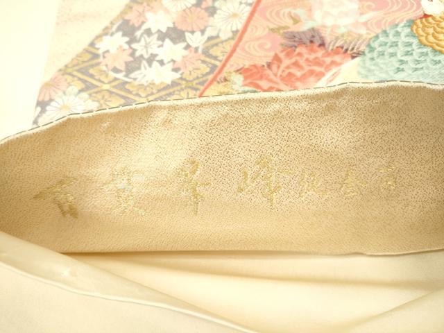 平和屋本店▼本加賀友禅作家 百貫華峰 六通柄袋帯 唐織 花鳥文 純金箔 正絹 逸品 DABK2236op