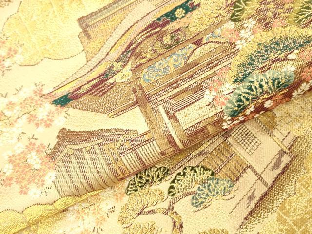平和屋本店▼六通柄袋帯 唐織 仁和寺 本金二重箔 正絹 逸品 DABK2241op