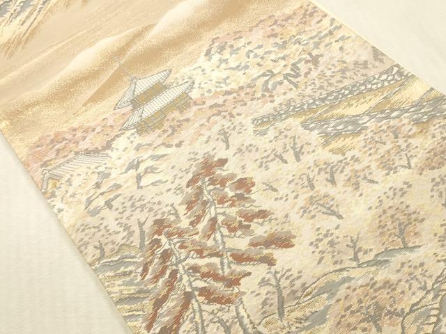 平和屋本店▼六通柄袋帯 風景文 本金二重箔 正絹 逸品 DABK2242op