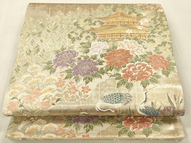 平和屋本店▼六通柄袋帯 唐織 錦繍金閣寺文 九百本金貳重箔 正絹 逸品 DABK2268op