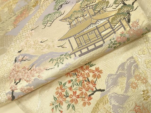 平和屋本店▼六通柄袋帯 唐織 井笠旅情 純金二重箔 正絹 逸品 DABK2273op