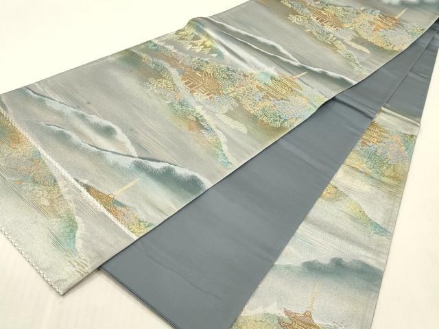 平和屋本店▼六通柄袋帯 明日香 小京都 本金箔入 正絹 逸品 DABK2274op
