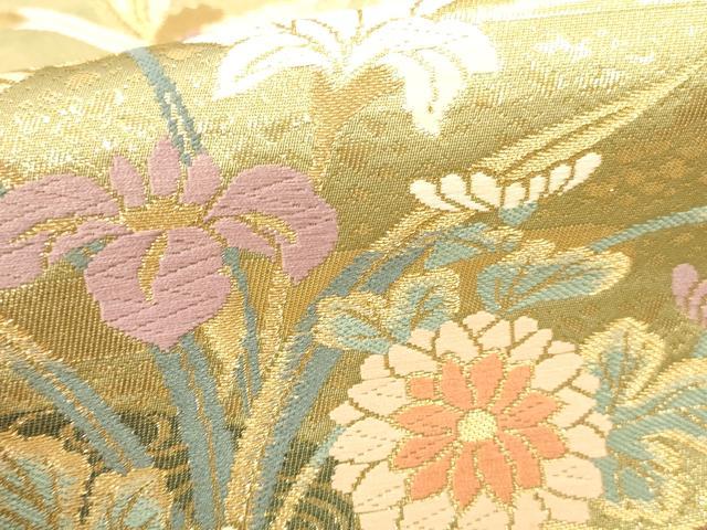 平和屋本店▼六通柄袋帯 唐織 鳳凰花文 24金箔うるし箔三重織 正絹 逸品 DABK2288op