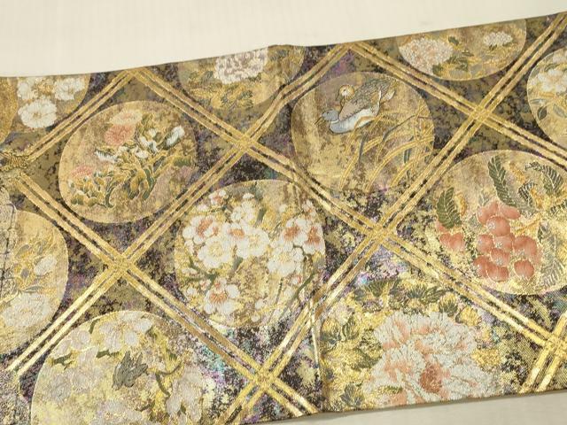 平和屋本店▼全通全景柄袋帯 みちのくの旅 本金プラチナ二重箔 正絹 逸品 未使用 DABK2291op