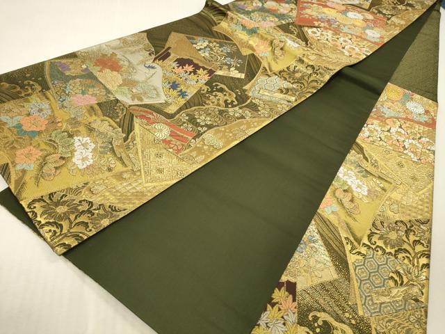 平和屋本店▼六通柄袋帯 唐織 花本流水波 本金箔 正絹 逸品 DABK2292op