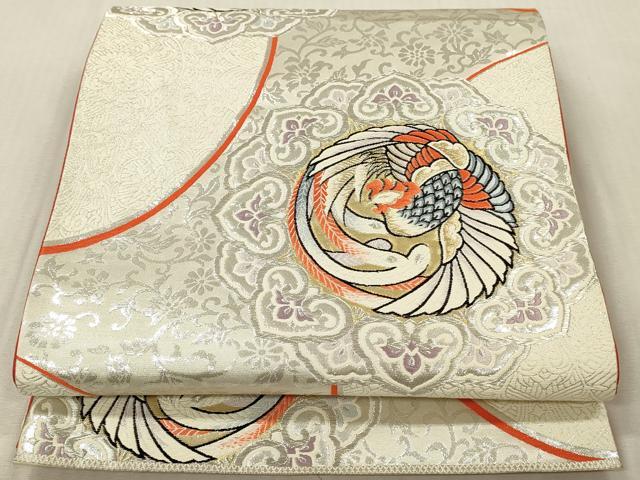 平和屋本店▼六通柄袋帯 唐織 鳳凰花丸文 九百錦 本金二丁箔 正絹 逸品 DABK2301op