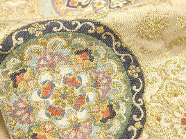 平和屋本店▼六通柄 本袋帯 唐織 鏡裏華文 千都錦 本金箔 正絹 逸品 DABK2311op