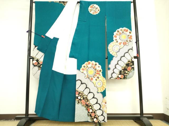平和屋着物●豪華振袖 駒刺繍 雪輪菊文 金彩 正絹 逸品 DABK2368op