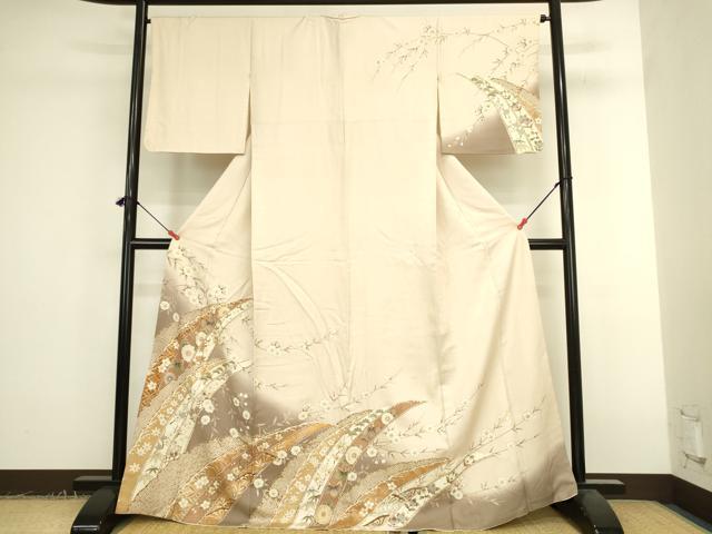 平和屋着物●訪問着 芝花文 暈し染め 金彩 正絹 逸品 DABK2372op