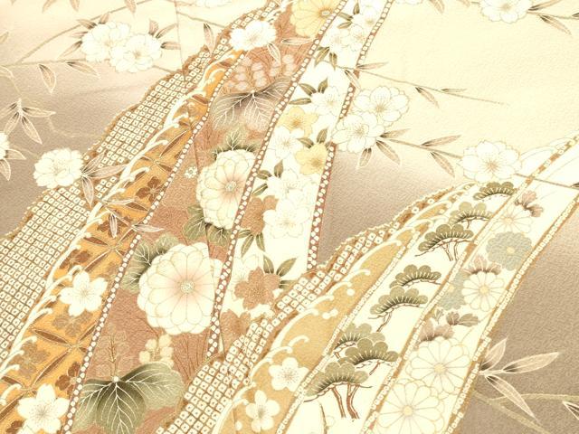 平和屋着物●訪問着 芝花文 暈し染め 金彩 正絹 逸品 DABK2372op