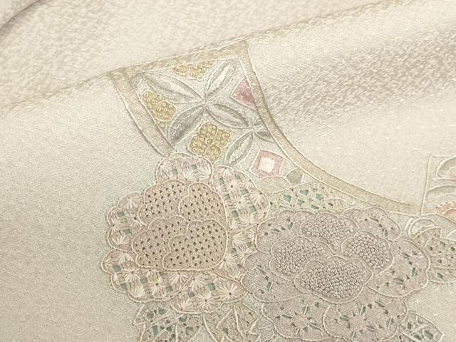 平和屋着物●中国三大刺繍 汕頭刺繍 スワトウ刺繍 相良刺繍 総刺繍 訪問着 短冊花文 正絹 逸品 DABK2387op