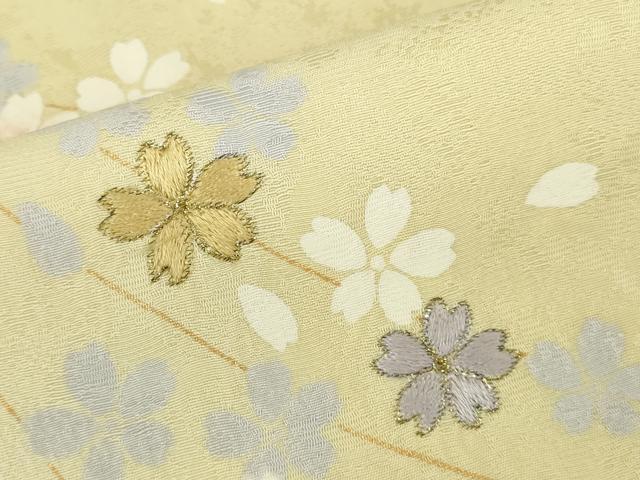 平和屋着物●訪問着 刺繍 枝垂れ桜 暈し染め 金彩 さが美扱い 正絹 逸品 DABK2391op