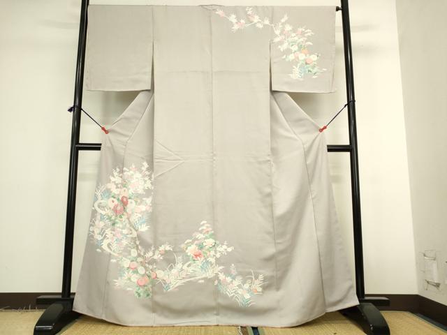 平和屋着物●訪問着 刺繍 流水草花文 正絹 逸品 未使用 DABK2398op