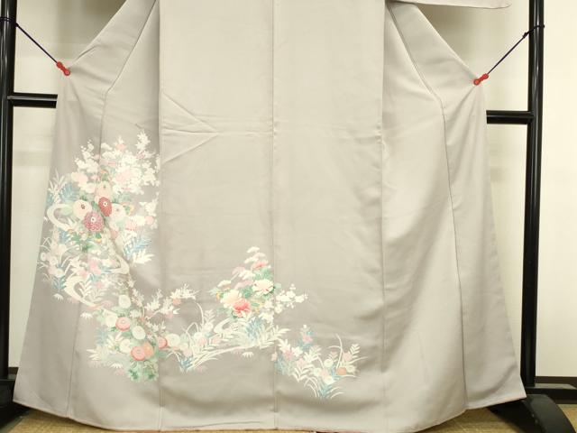 平和屋着物●訪問着 刺繍 流水草花文 正絹 逸品 未使用 DABK2398op