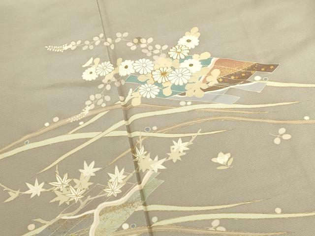 平和屋着物●訪問着 駒刺繍 花筏 金彩 正絹 逸品 DABK2399op