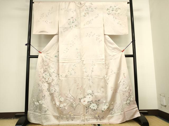 平和屋着物●友禅伝統工芸士 高林勝司 訪問着 手描き 草花 暈し染め 正絹 逸品 DABK2403op