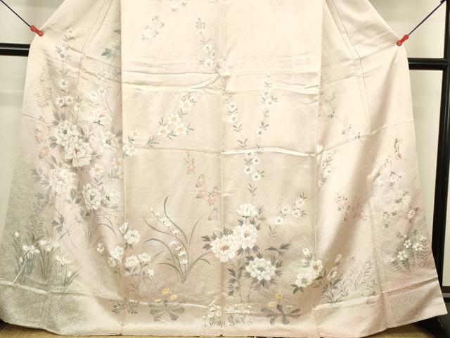 平和屋着物●友禅伝統工芸士 高林勝司 訪問着 手描き 草花 暈し染め 正絹 逸品 DABK2403op