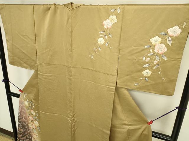 平和屋着物●訪問着 絞り 辻が花 暈し染め 金彩 金通し地 正絹 逸品 DABK2409op