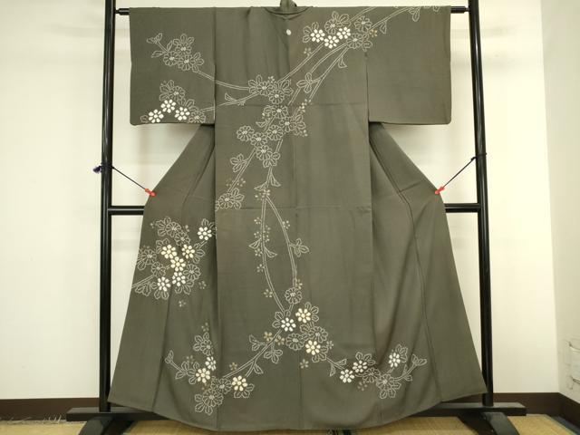 平和屋着物●訪問着 駒刺繍 絞り 草花 金彩 正絹 逸品 DABK2410op