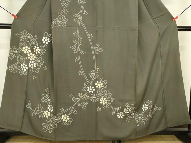 平和屋着物●訪問着 駒刺繍 絞り 草花 金彩 正絹 逸品 DABK2410op