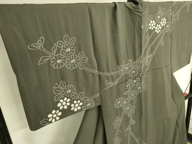 平和屋着物●訪問着 駒刺繍 絞り 草花 金彩 正絹 逸品 DABK2410op