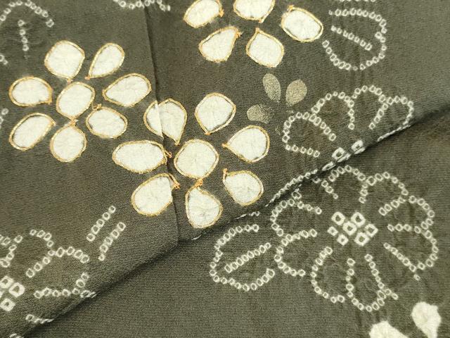 平和屋着物●訪問着 駒刺繍 絞り 草花 金彩 正絹 逸品 DABK2410op