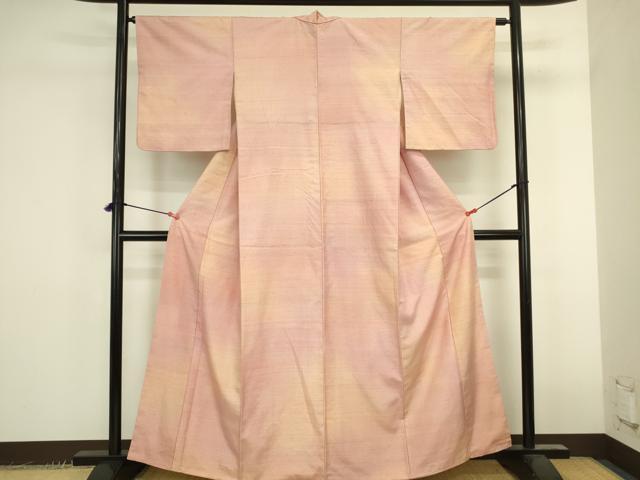 平和屋着物●紅花紬 米沢 霞文 正絹 逸品 DABK2418op