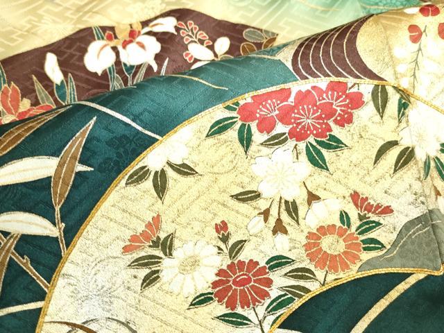 平和屋着物●豪華振袖 駒刺繍 地紙花文 暈し染め 金銀彩 正絹 逸品 DABK2434op