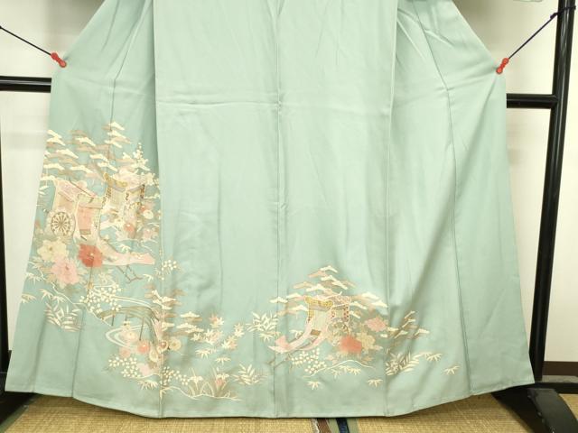 平和屋着物●訪問着 御所車花文 松竹梅 金彩 正絹 逸品 DABK2439op