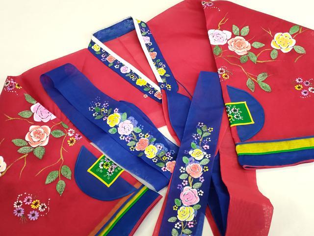 平和屋本店●極上 チマチョゴリ 韓服 民族衣装 一式セット 草花 金彩 逸品 DABK2441op