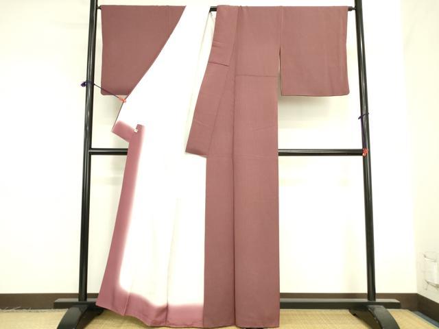 平和屋着物●江戸小紋 万筋 紅檜皮色×蝋色 本草木萬両染 正絹 逸品 DABK2451op