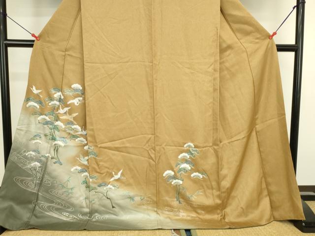 平和屋着物●訪問着 飛鶴松文 暈し染め 金銀彩 ロング丈 正絹 逸品 DABK2452op