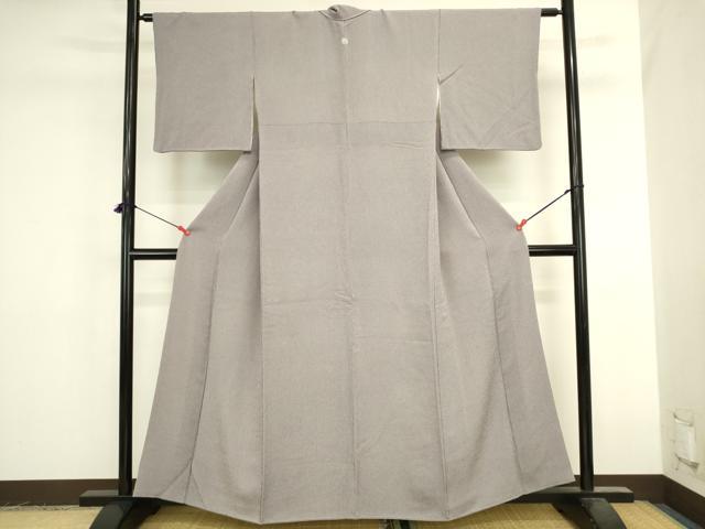 平和屋着物●江戸小紋 万筋 紫鼠色×潤色 鬼しぼ縮緬 正絹 逸品 DABK2456op