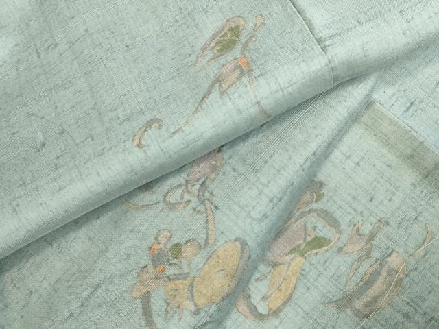 平和屋着物●上質な小紋 紬地 草花 正絹 逸品 未使用 DABK2462op