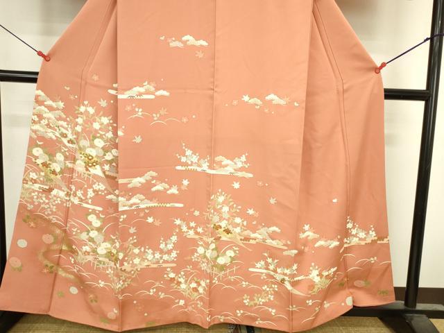 平和屋着物●訪問着 駒刺繍 扇面風景花松文 金銀彩 正絹 逸品 DABK2470op