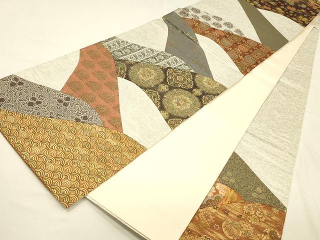 平和屋着物◎六通柄袋帯 切嵌 吉祥花文 金糸 正絹 逸品 DABK2545op