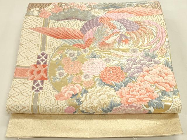 平和屋本店▼六通柄袋帯 唐織 鳳凰花文 九百錦 24金箔 正絹 逸品 DABK2609op