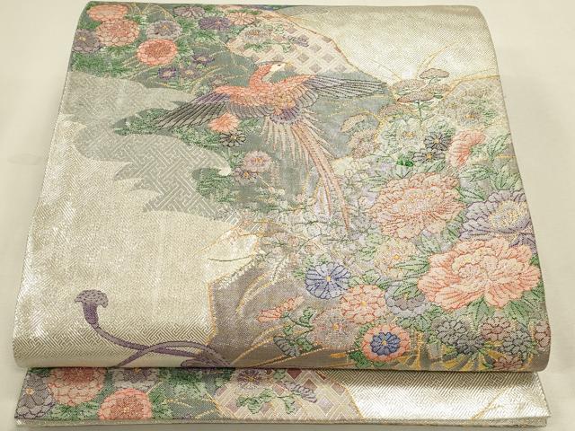 平和屋本店▼九百別織本佐賀錦 六通柄袋帯 鴛鴦花鳥文 24K本金二重箔 正絹 逸品 DABK2610op