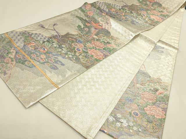 平和屋本店▼九百別織本佐賀錦 六通柄袋帯 鴛鴦花鳥文 24K本金二重箔 正絹 逸品 DABK2610op