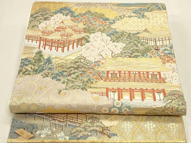 平和屋本店▼六通柄袋帯 平安神宮 本金箔 正絹 逸品 DABK2613op