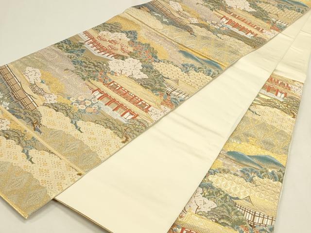 平和屋本店▼六通柄袋帯 平安神宮 本金箔 正絹 逸品 DABK2613op