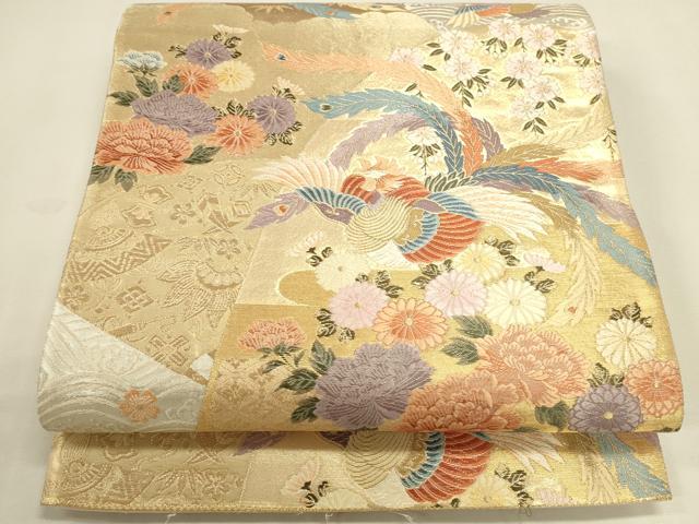平和屋本店▼西陣 六通柄袋帯 唐織 鳳凰流水花文 珀鳳錦 本金貮重箔 正絹 逸品 DABK2620op
